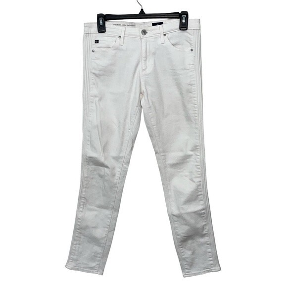 AG Adriano GoldSchmied Prima‎ Ankle Pintucked Jeans White Size 26 - Picture 3 of 10